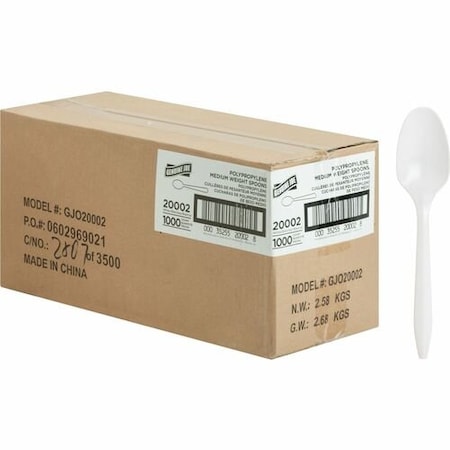 Genuine Joe Spoon, Plastic, Medium-weight, White, 1000PK PK1000 GJO20002